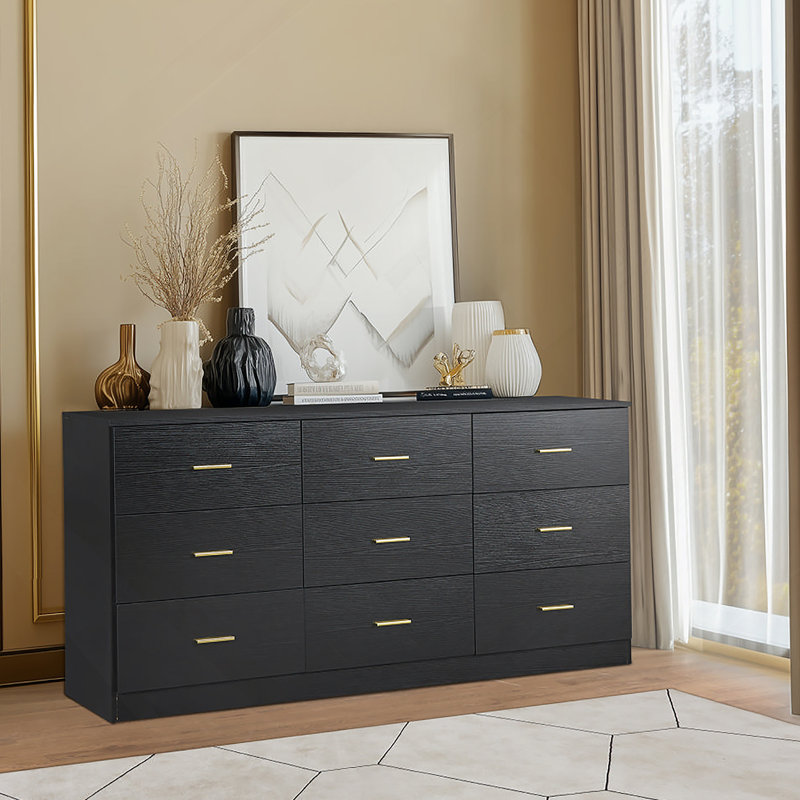 Commode moderne à 9 tiroirs pour la chambre à coucher - Vaste commode avec rangement, robuste et sécuritaire