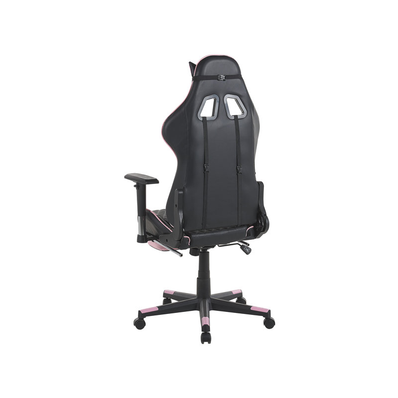 Beliani Adjustable Faux Leather Swiveling PC & Racing Game Chair with Footrest