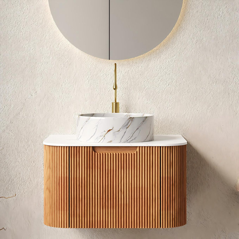 Ensemble de meuble-lavabo mural 24 po Echoe, Orange clair