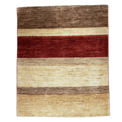 Tapis rouge foncé / beige / brun noué à la main de haute qualité
