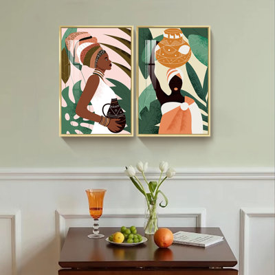 " Black Woman With Terracotta " 2 - Pieces