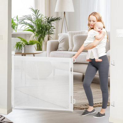 Barrière de bébé rétractable extra large de 120 pouces, grande barrière pour bébé ou pour chien, grande barrière de sécurité pour enfant pour clôture intérieure pour bébé, extérieur, escalier, terrasse