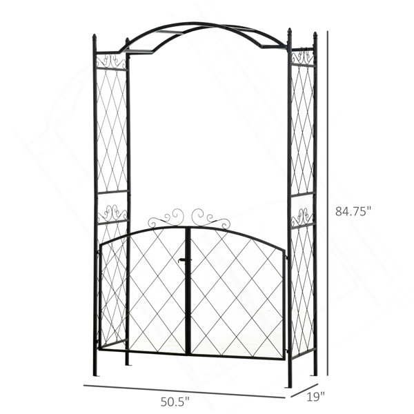 Astoria Grand Outsunny 85" Garden Arch Arbour, Metal Arch Trellis With ...