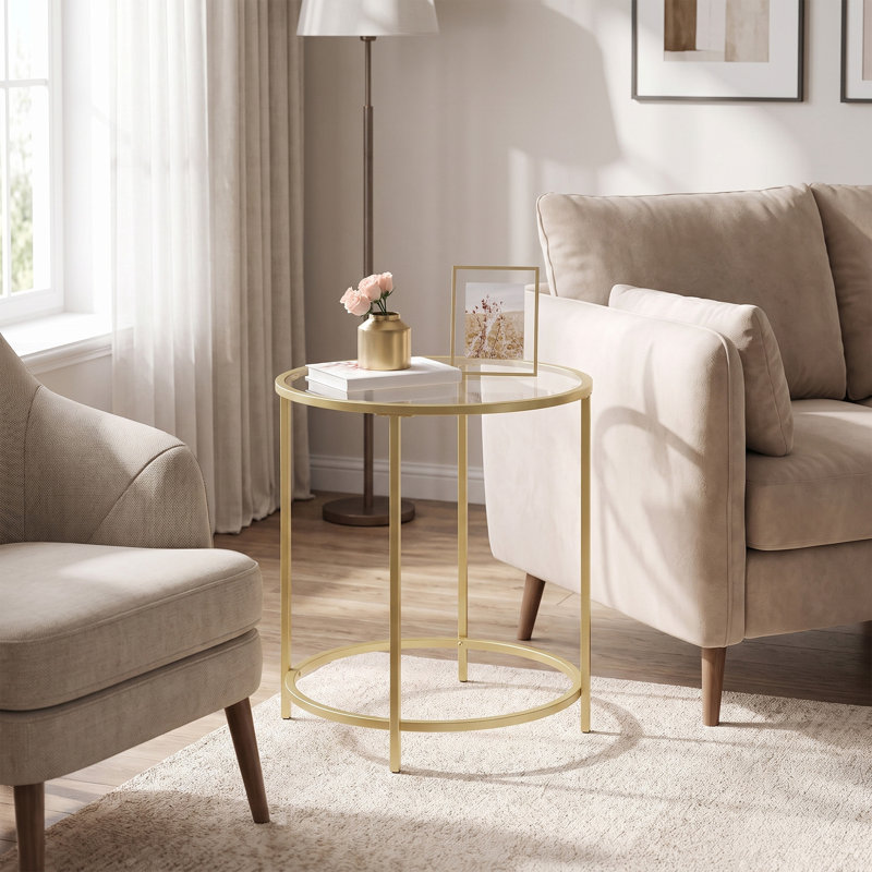 Doynton Glass End Table, Gold