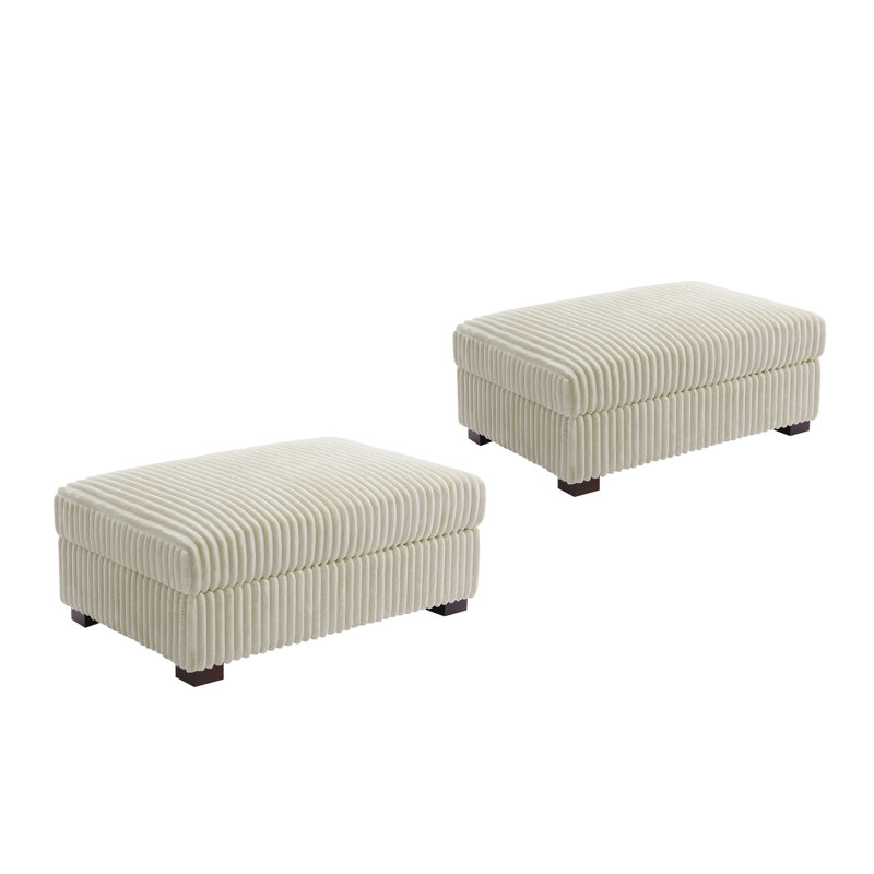 41.75cm Wide Rectangle No Pattern Footstool Ottoman, White