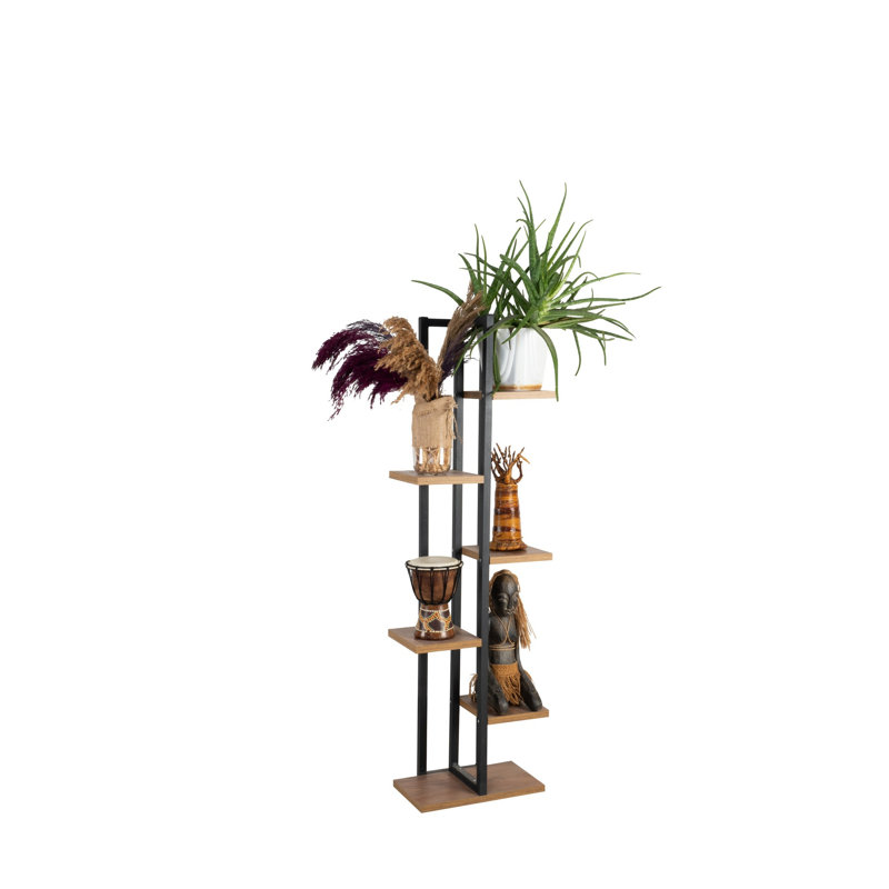 Bibliothèque industrielle moderne, pin atlantique et noir, 13,4 x 47,2 x 7,5 pouces | Panneau 100% aggloméré mélaminé et structure en métal | Solution de rangement élégante pour la maison et le bureau, design durable et tendance