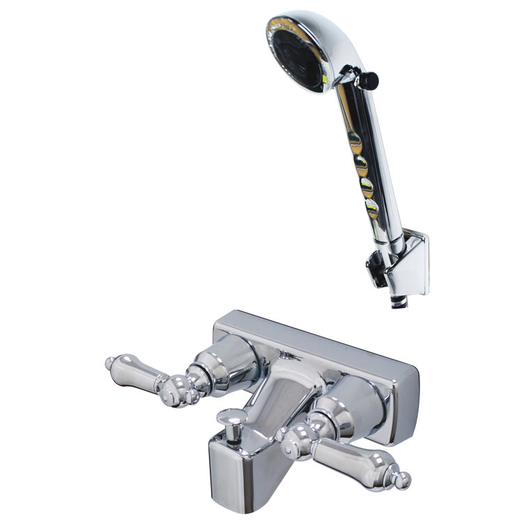 RV/Motorhome Two Handle Non-Metallic Tub Shower Diverter with Matching Hand Held Shower Set