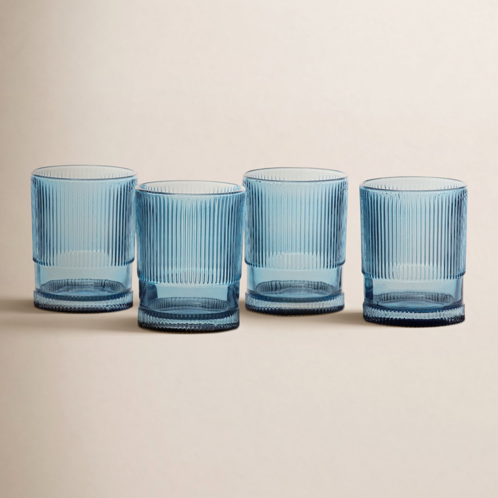 Noho Ribbed Drinking Glass, 12.85, Blue