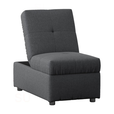 Stylish 1Pc Storage Ottoman Convertible Chair Foam Cushioned Fabric Upholstered Solid Wood Plywood Frame Living Room Furniture