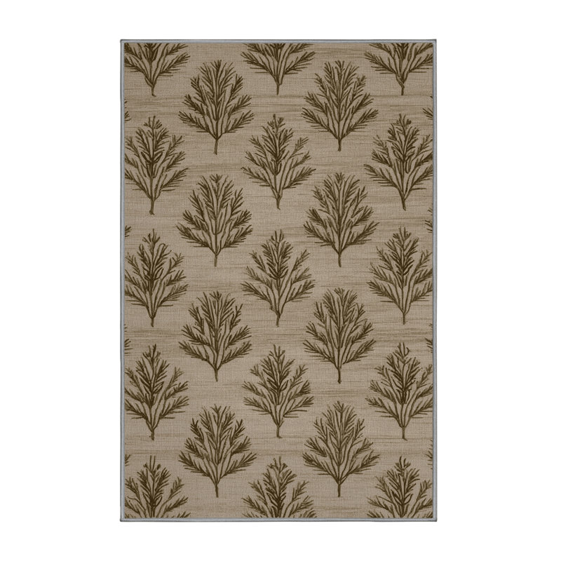 Tapis gris botanique lavable à la machine