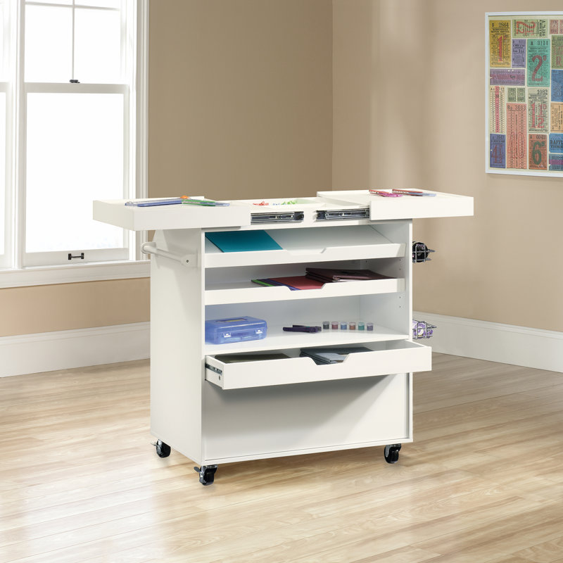 Engineered Wood Traditional Craft Cart, White
