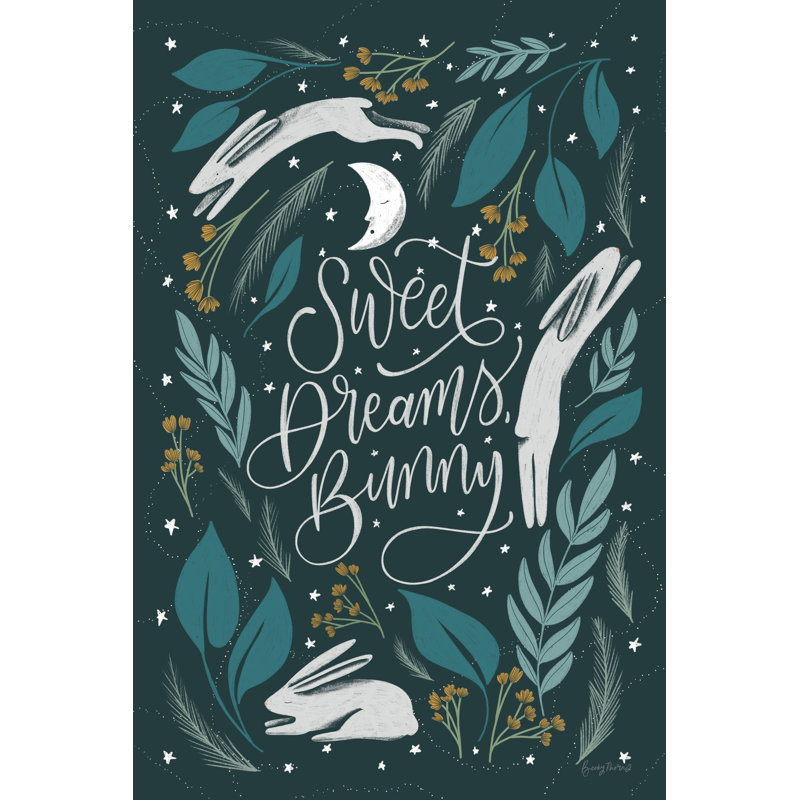 «Sweet Dreams Bunny II» par Becky Thorns, impression sur supports mixtes, H 18 po x l 12 po, Non, Toile tendue