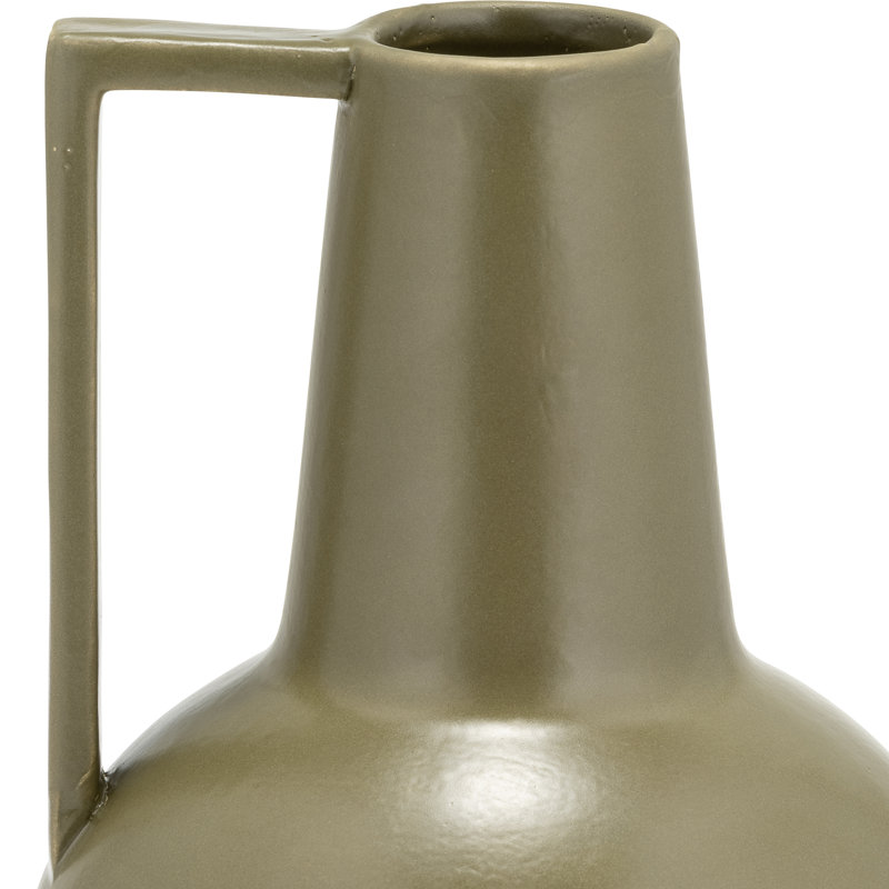  9" Decorative Ceramic Vase with Handle - Contemporary Flower Vases, Vert