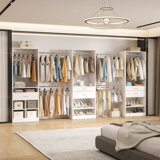 69"-145" W Wooden Closet System With Drawers (Adjustable Width)