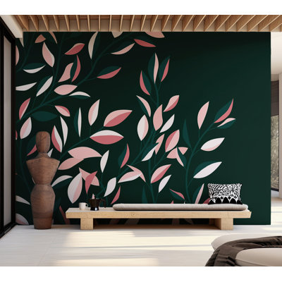 Papier peint botanique - Vigne fleurie abstraite