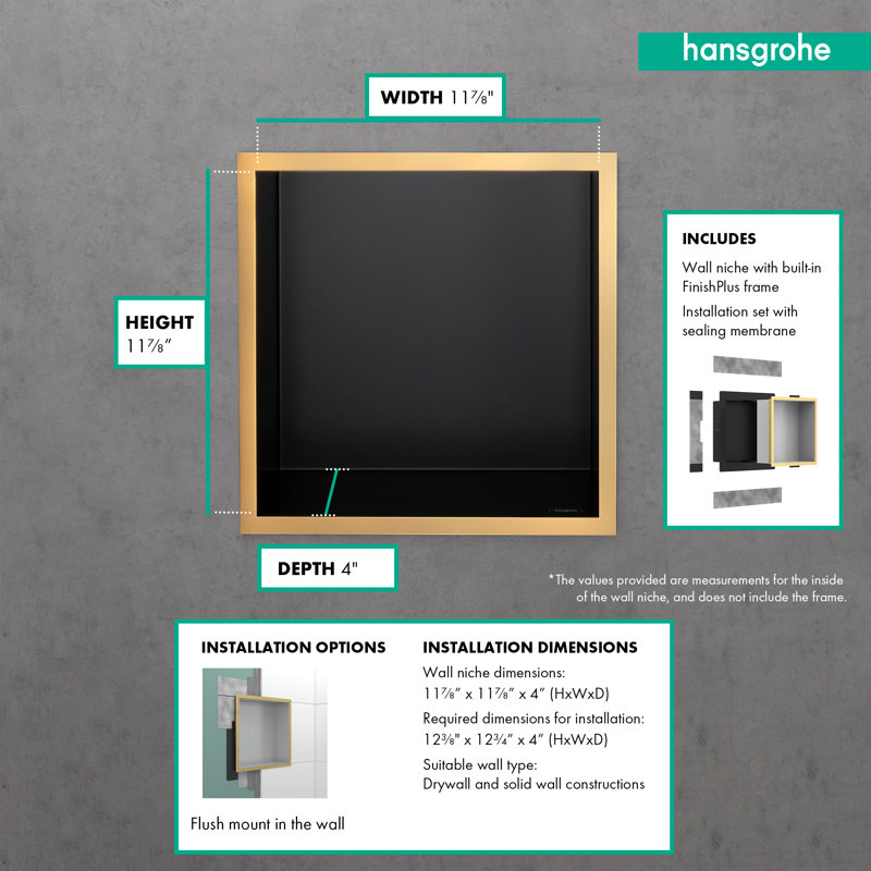 XtraStoris Individual Wall Niche Matte Black with Design Frame 15.38" x 15.38" x 4", Matte White