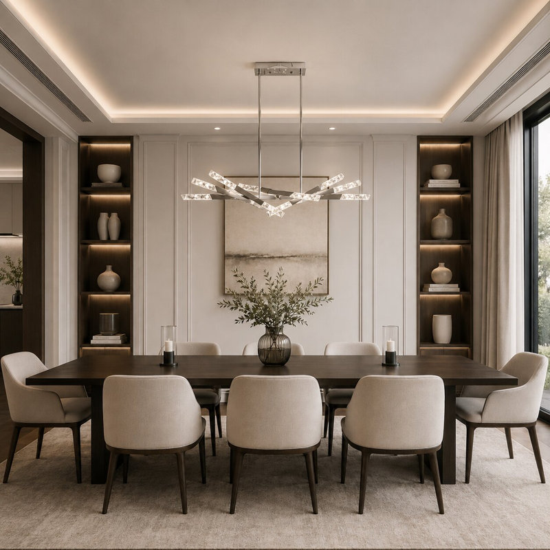 Modern 12-Light LED Crystal Chandelier , Nickel