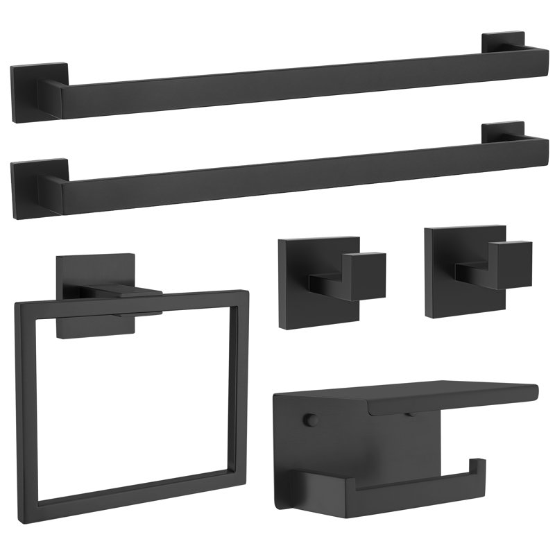 6 Piece Bath Hardware Set (set Of 6), Matte Black