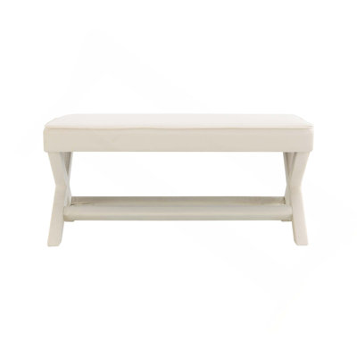 Mid-Century Modern Ottoman With Solid Wood Frame Upholstered In Luxurious Velvet For Comfort And Style In Living Room And Bedroom