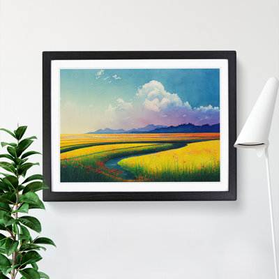 Spring Meadow Landscape View - Framed Print