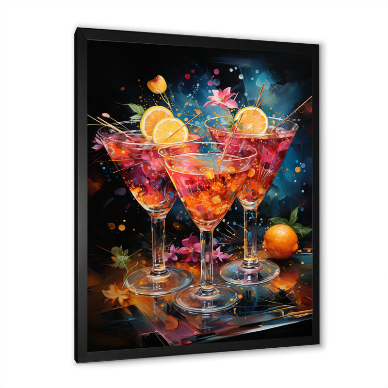 Louvene Cocktail Cocktail Confetti II - Art mural de cocktails, Cadre simple noir, H 20 po x l 12 po x P 1 po