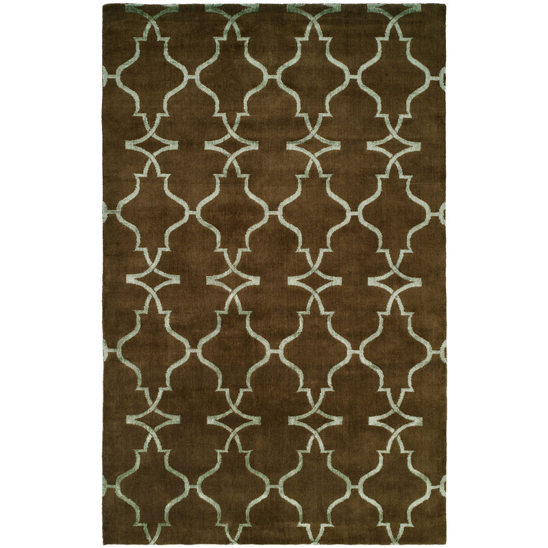 Tapis brun fait à la main Farooqnagar, Rectangle 6 pi x 9 pi