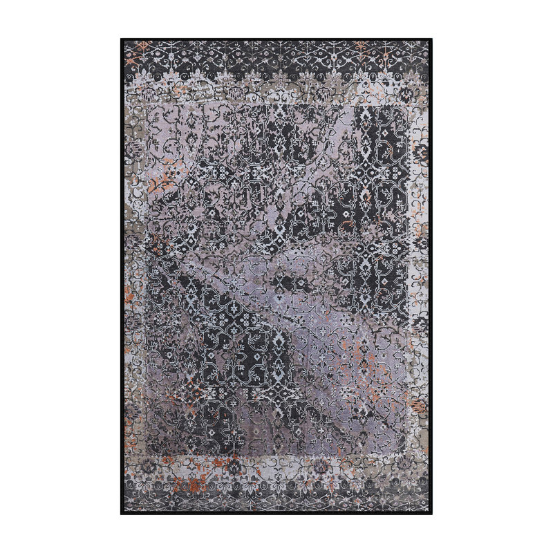 Tapis gris / noir Ikat, Rectangle 2 pi x 4 pi