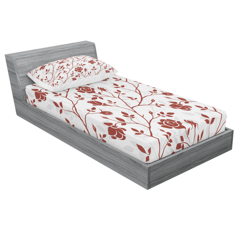Microfiber Floral Sheet Set, Twin Sheet Set + Fitted Sheet + 1 Pillowcase