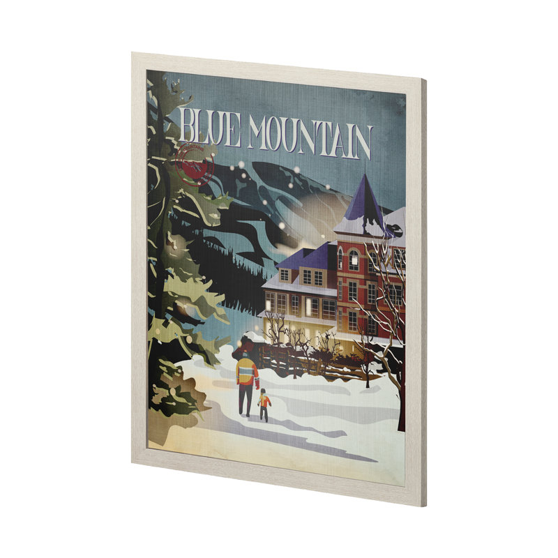 «Blue Mountain» par Simeng, reproduction d'art encadrée sous verre, H 43 po x l 33 po x P 1,5 po, Cadre photo brun simple