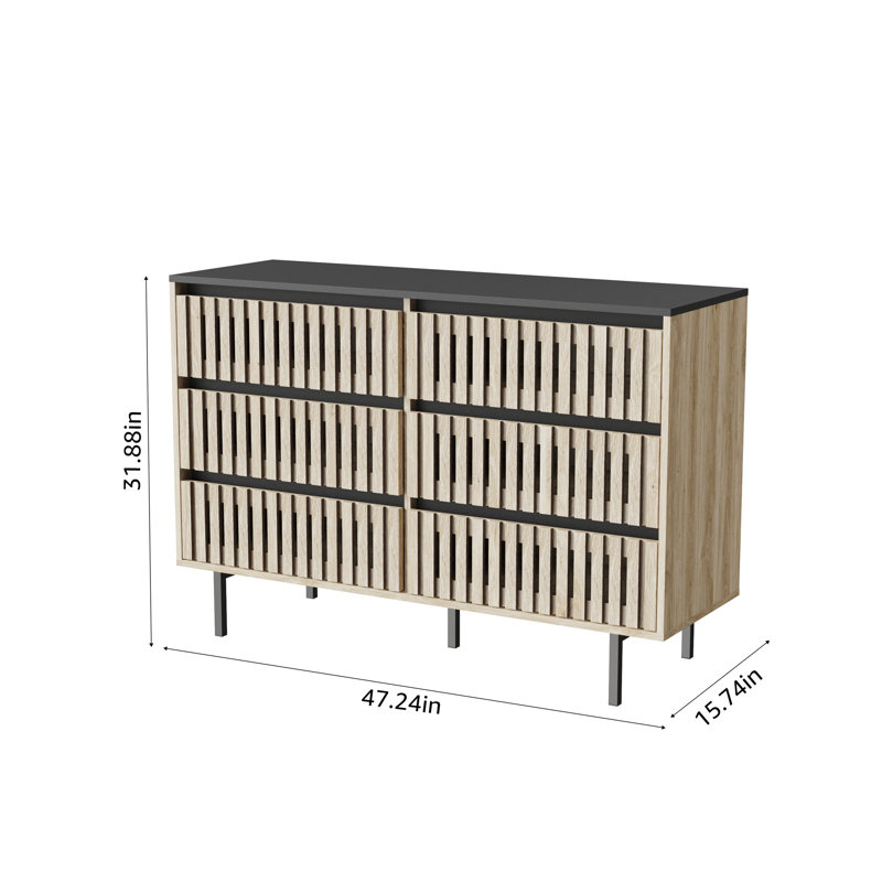 Cannelé, armoire de rangement pour chambre à coucher, rangement à six tiroirs, grande capacité, armoire de rangement minimaliste moderne, conception à deux tons