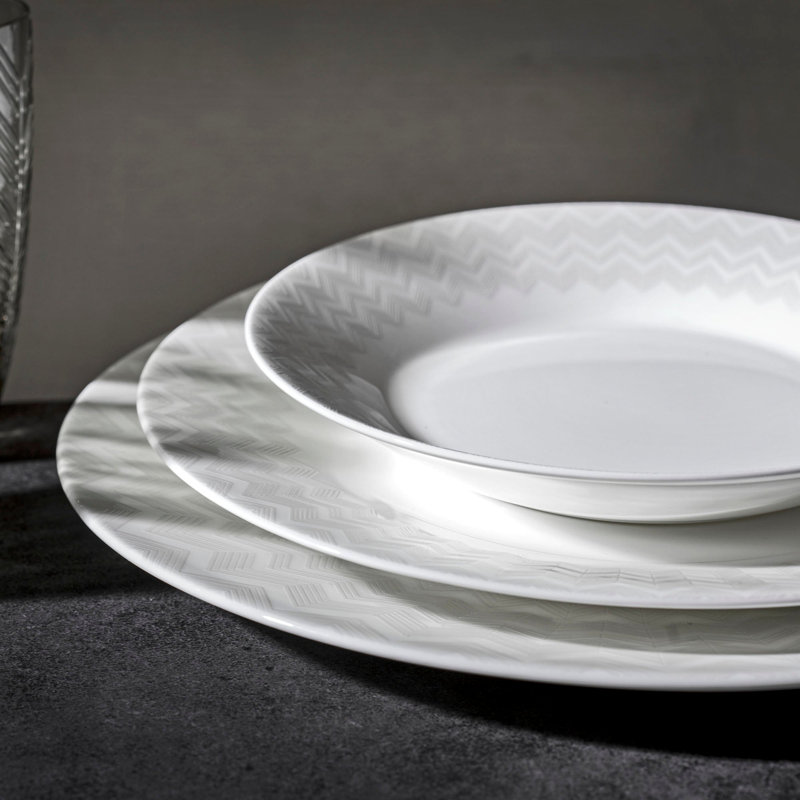 Missoni Oval Dish ZIG ZAG White Diam. 14"