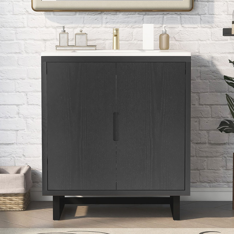 Ensemble de meuble-lavabo simple 29,51 avec plateau Davilmar, Noir