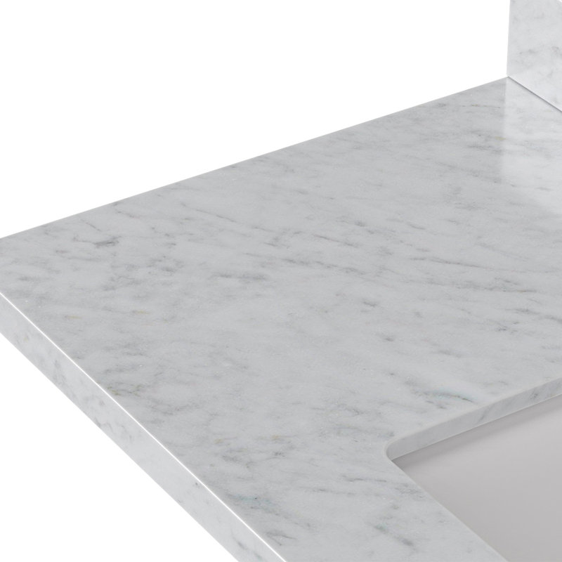 Cambridge 37'' W Single Vanity, Carrara Marble, Vintage Green, Rectangular