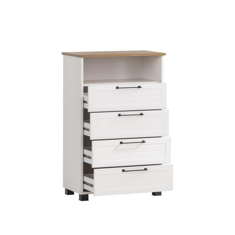 Alapaha 62.4cm W 4 - Drawer Chest of Drawers, Brown/White