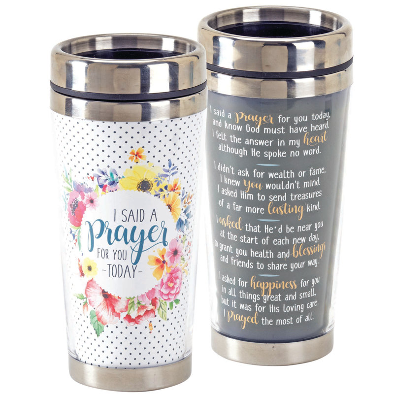 Floral Prayer 16 Oz Insulated Stainless Steel Travel Mug with Lid