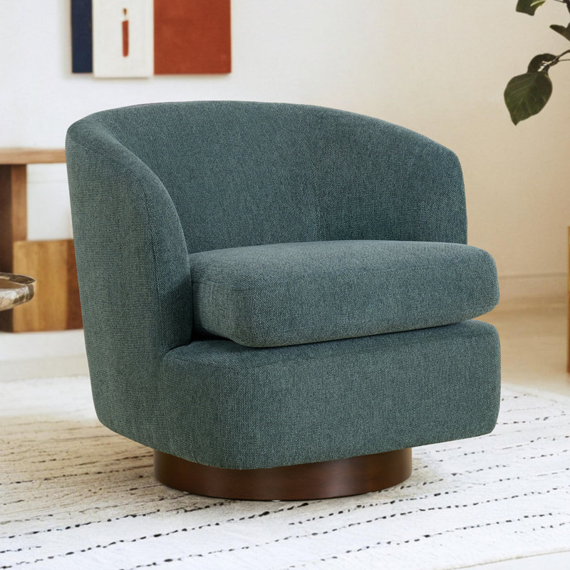 Billingslee 30'' W Swivel Barrel Accent Chair, Dark Sage Green