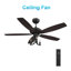 Ventilateur de plafond 52 po avec télécommande Huntley, ensemble d'éclairage inclus