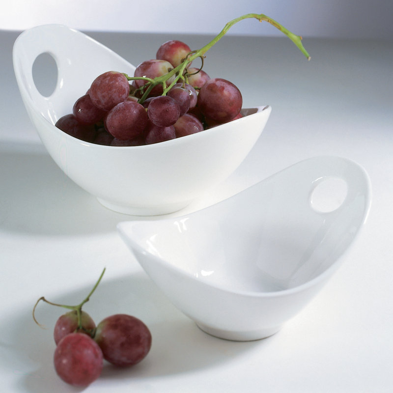 Whittier White Ceramic 7.75" Fruit Bowls, Set of 4