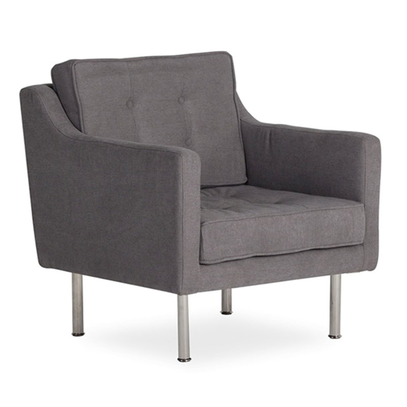 Tommy Hilfiger La chaise Sylvia avec revêtement gris luxueux et pieds en chrome poli