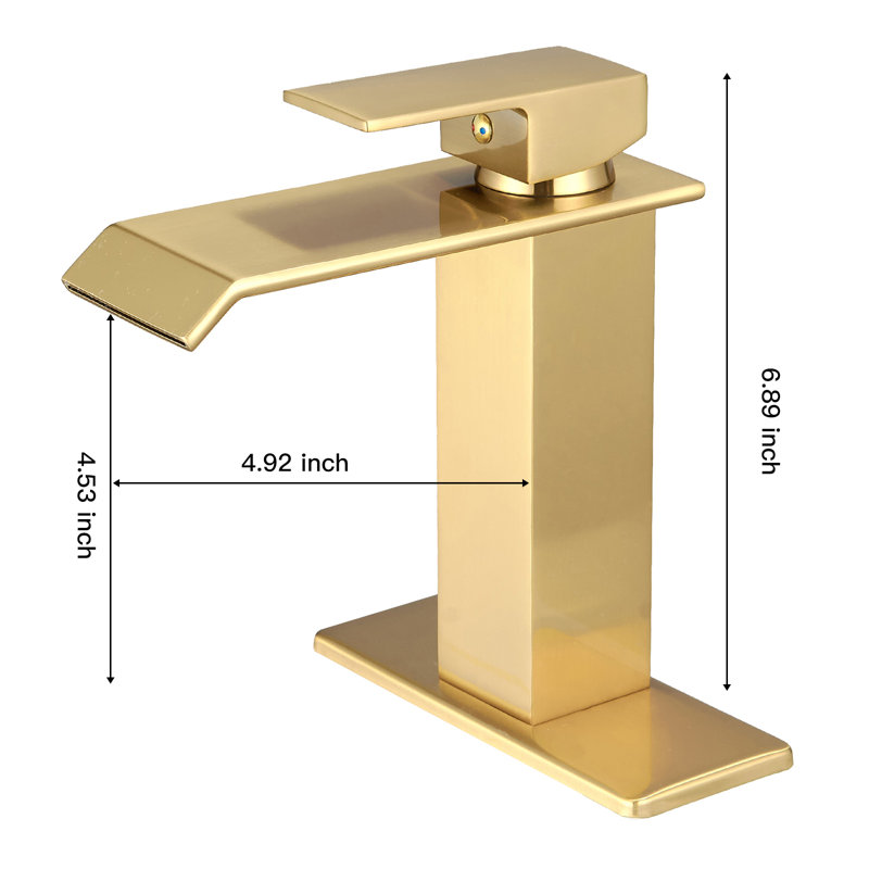 Single Hole Faucet Single-handle Bathroom Faucet with Drain Assembly, Brushed Gold