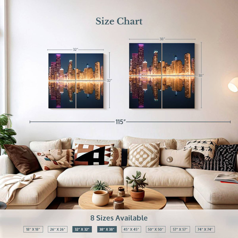 Chicago Golden Lights, 32" H x 32" W