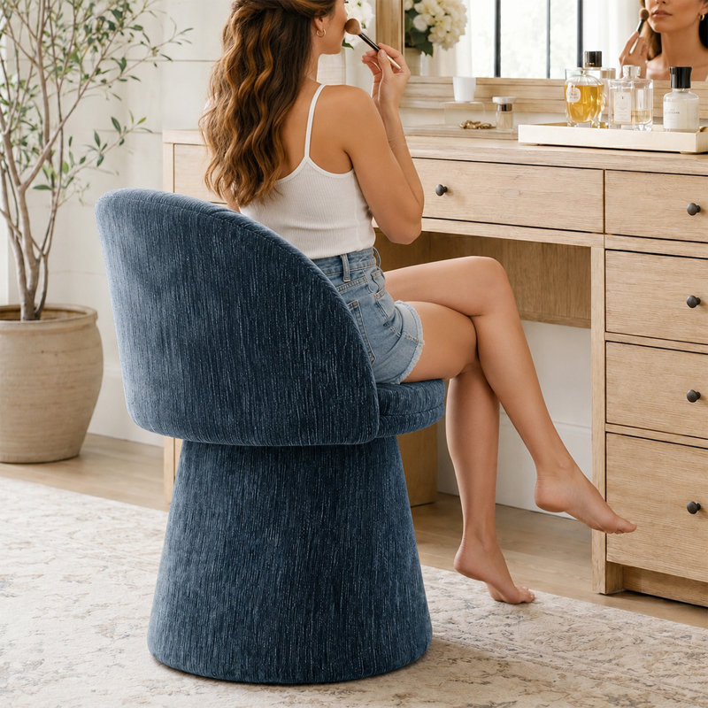 Tabouret de meuble-lavabo moderne avec base sculpturale, Bleu