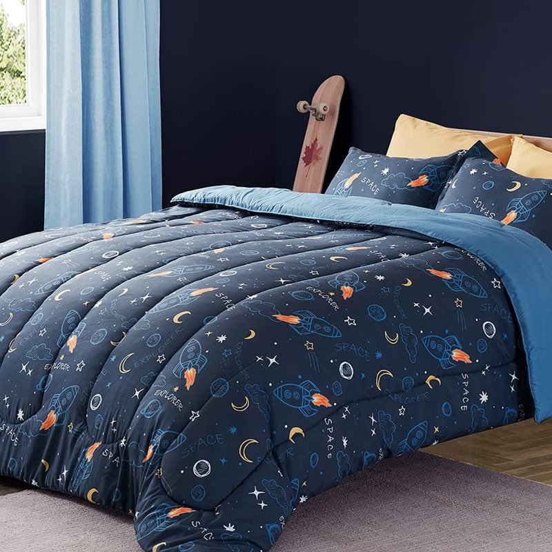Kids Space Rocket Bedding Set, Space Rocket Blue, Twin