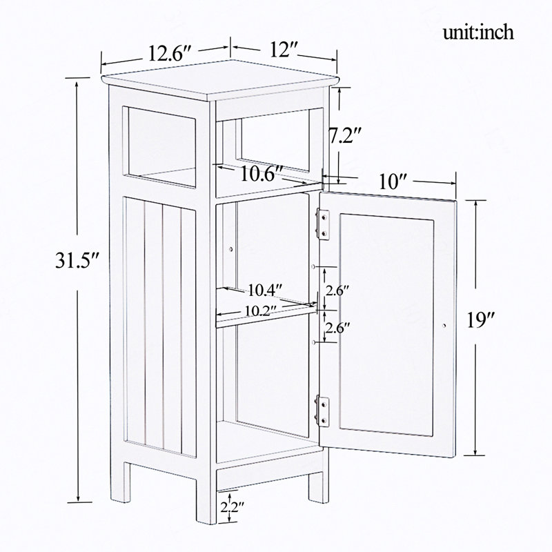 Armoire décorative, armoire de salle de bain à une porte, armoire de rangement avec tablette réglable