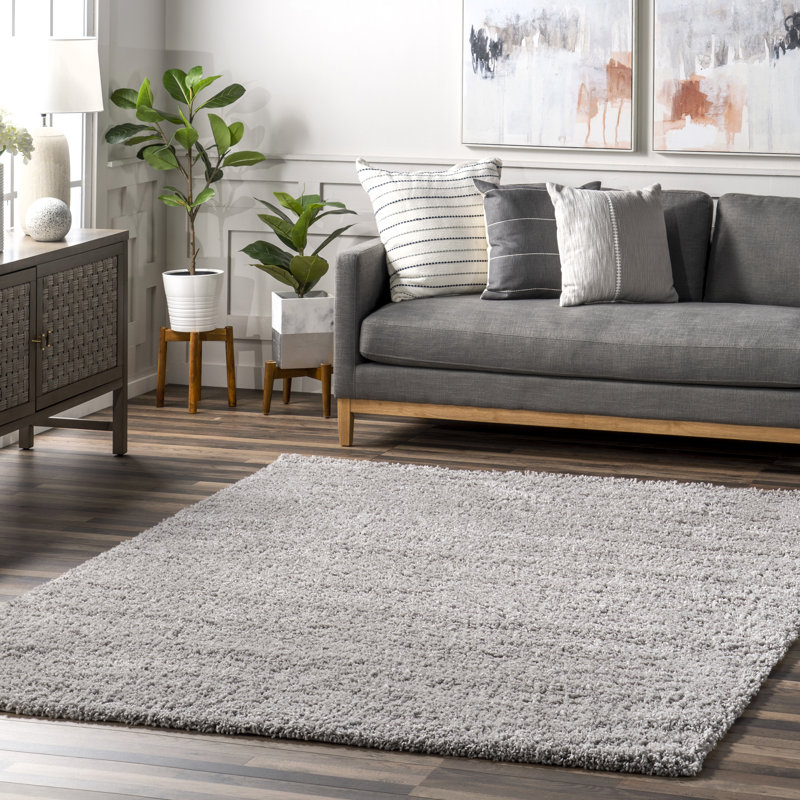 Tapis à poils longs contemporain Marleen, Carré 4 pi
