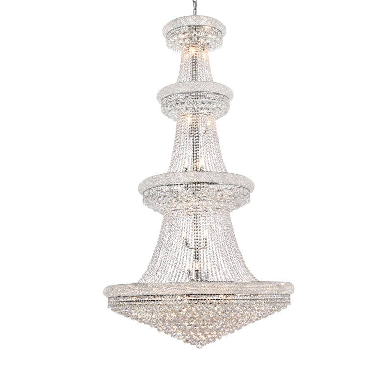 Ston Easton 42 - Light Dimmable Tiered Chandelier, Chrome, 26" H x 22" W x 22" D