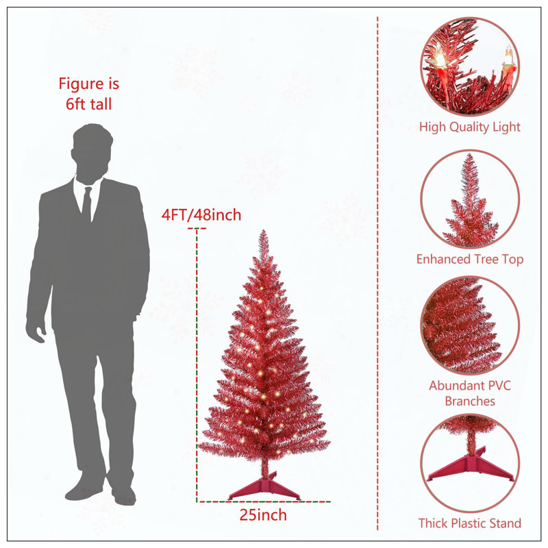 Arbre de Noël artificiel pré-éclairé avec 50 lumières UL et 122 pointes en PVC
