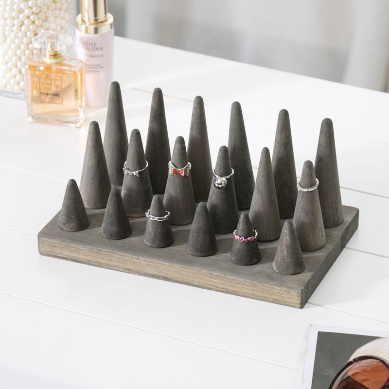 Tabletop Gray Wood Ring Holder
