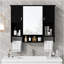Armoire de rangement murale moderne 35 po x 28 po, armoire de salle de bain murale avec miroir, armoire à pharmacie avec barre à serviettes