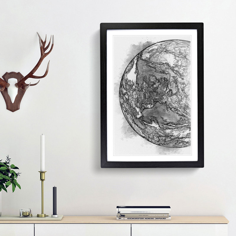 Amazing Image of Earth in Abstract Art - Picture Frame Graphic Art Print, Black Framed, 48cm H x 36cm W x 2cm D